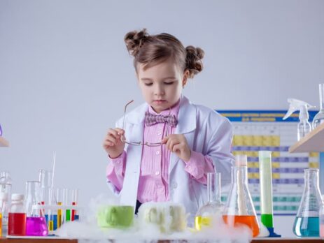 Young child doing science experiments