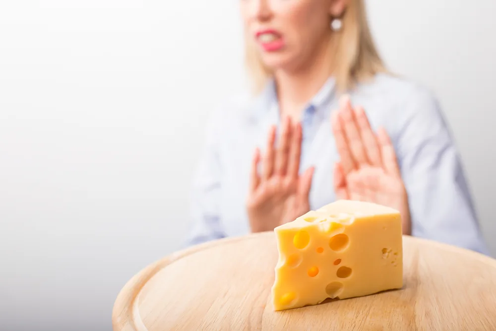 Woman with a cheese allergy