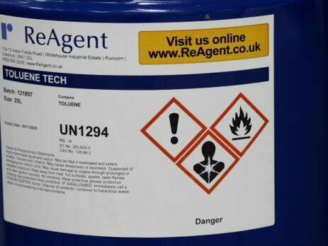 Chemical product warning label.||Farmer spraying green plants with pesticide or fertiliser.||Red and black petrol pump inserted into a white car at a petrol station.