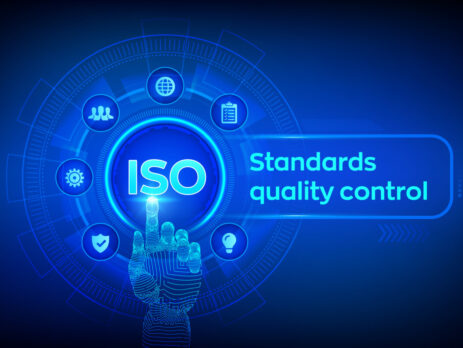 Blue stylised illustration for ISO standards quality control