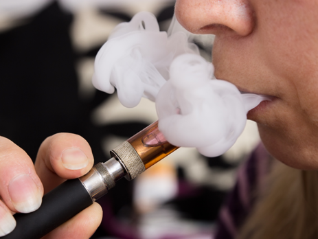 Close up of a person vaping