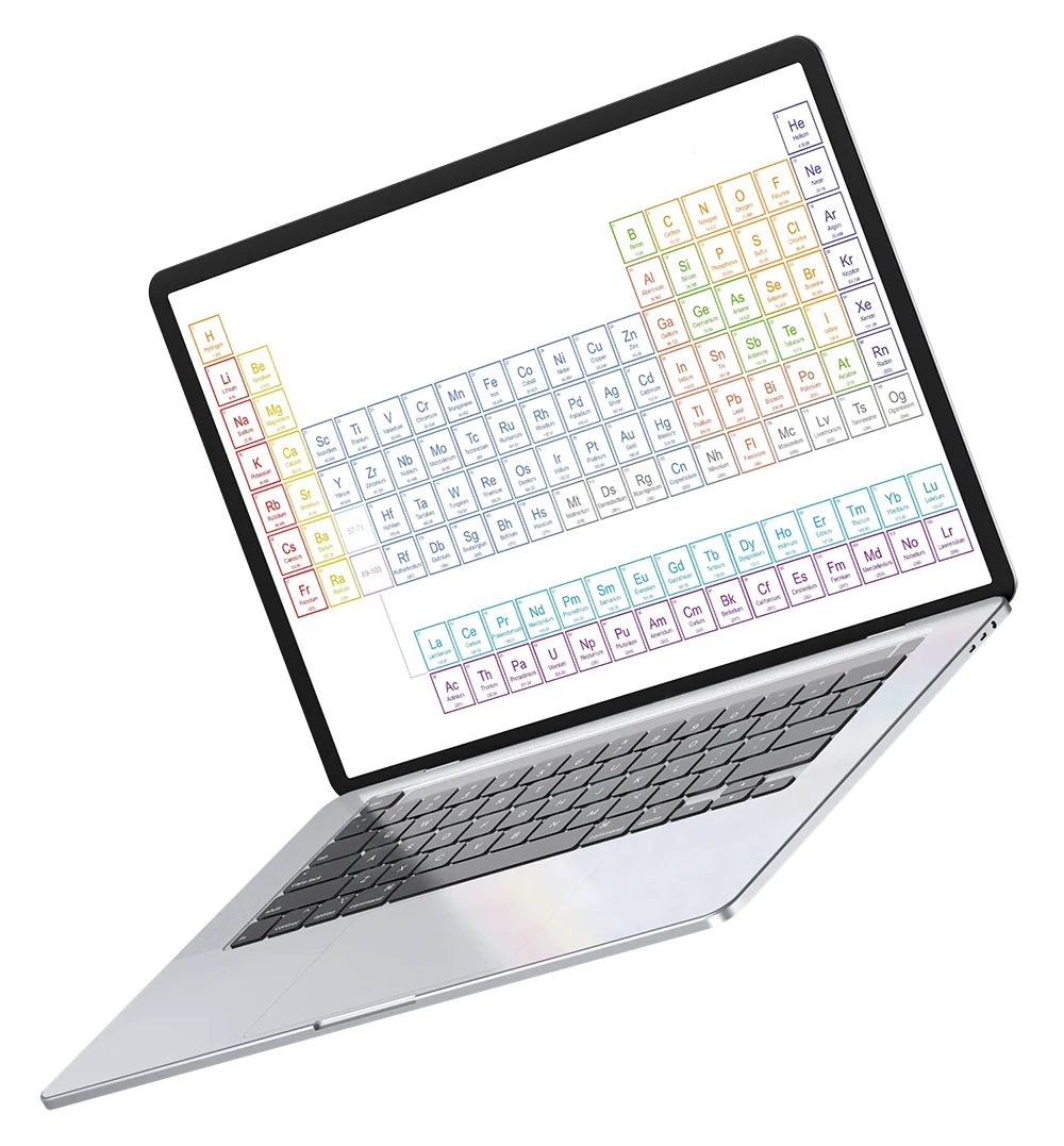 interactive periodic table on laptop screen