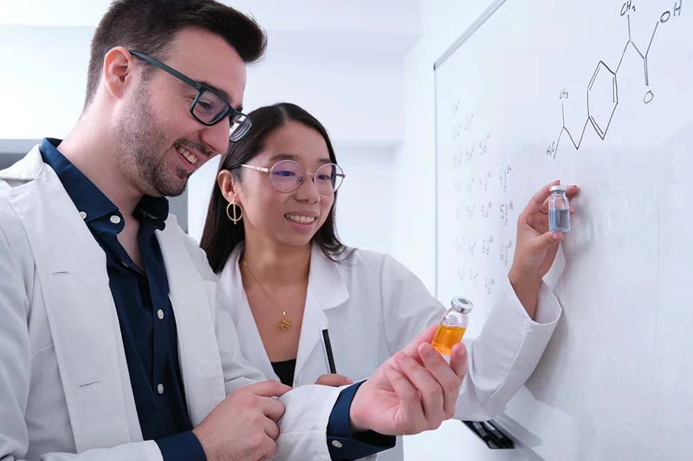 Two scientists discussing the valence theory