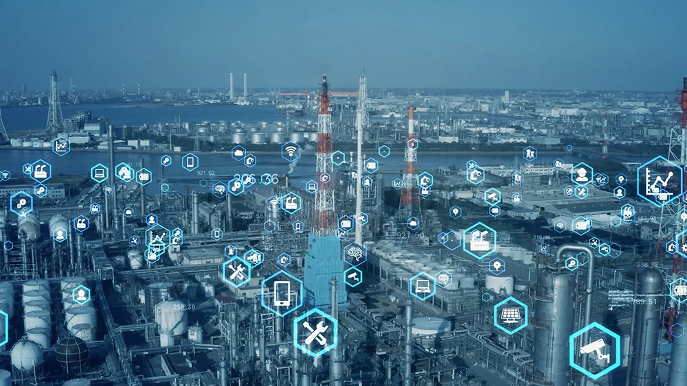 Industrial manufacturing and AI technology concept art