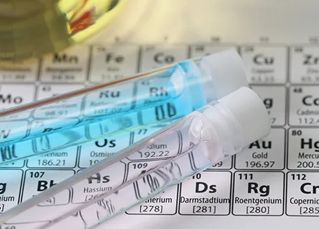 Periodic table and test tubes