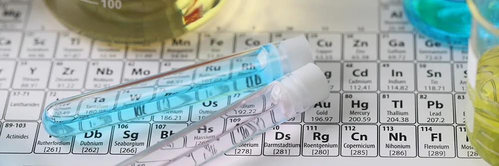 Periodic table and test tubes