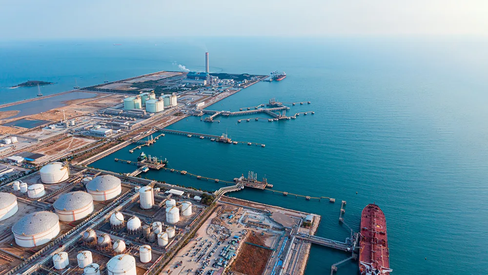 Oil refinery by the sea