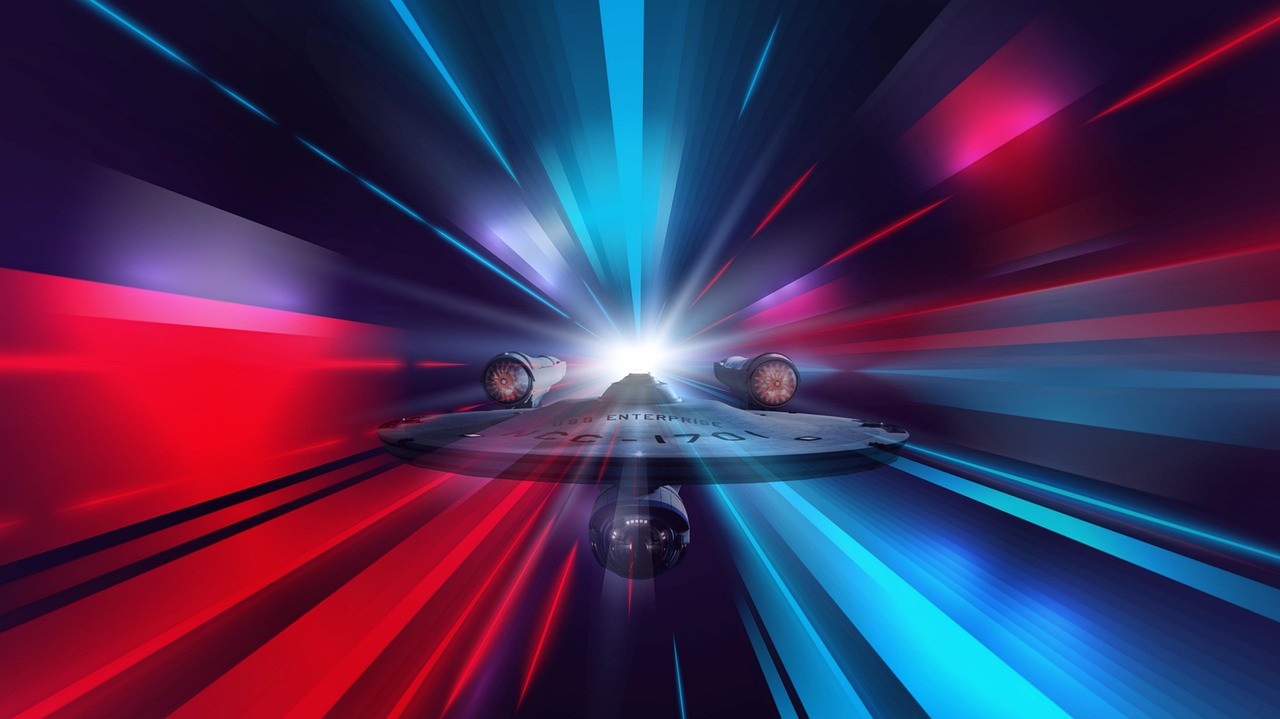 An image of the USS Enterprise in Warp, for Star Trek Day