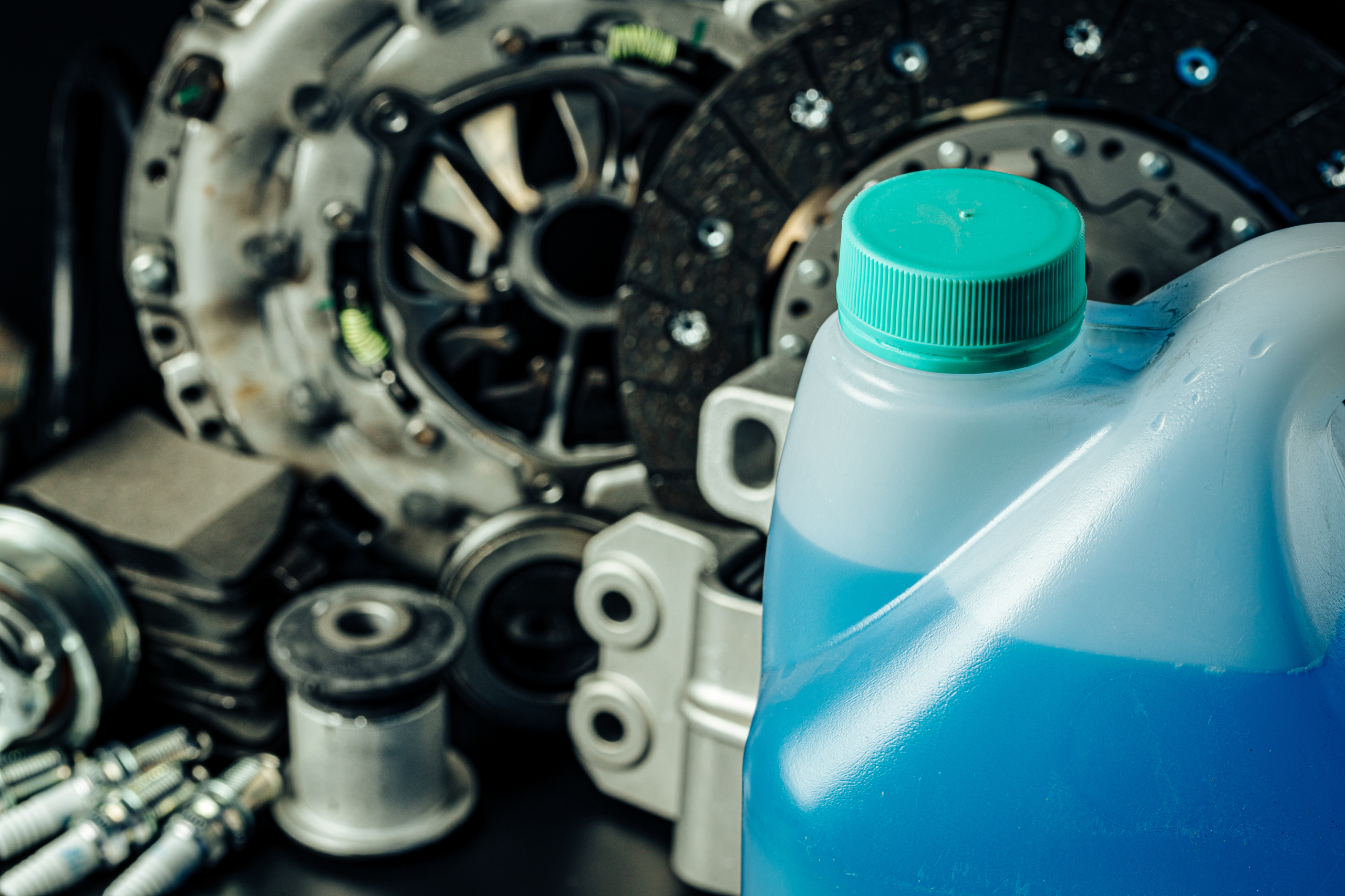 Automotive chemicals in a garage