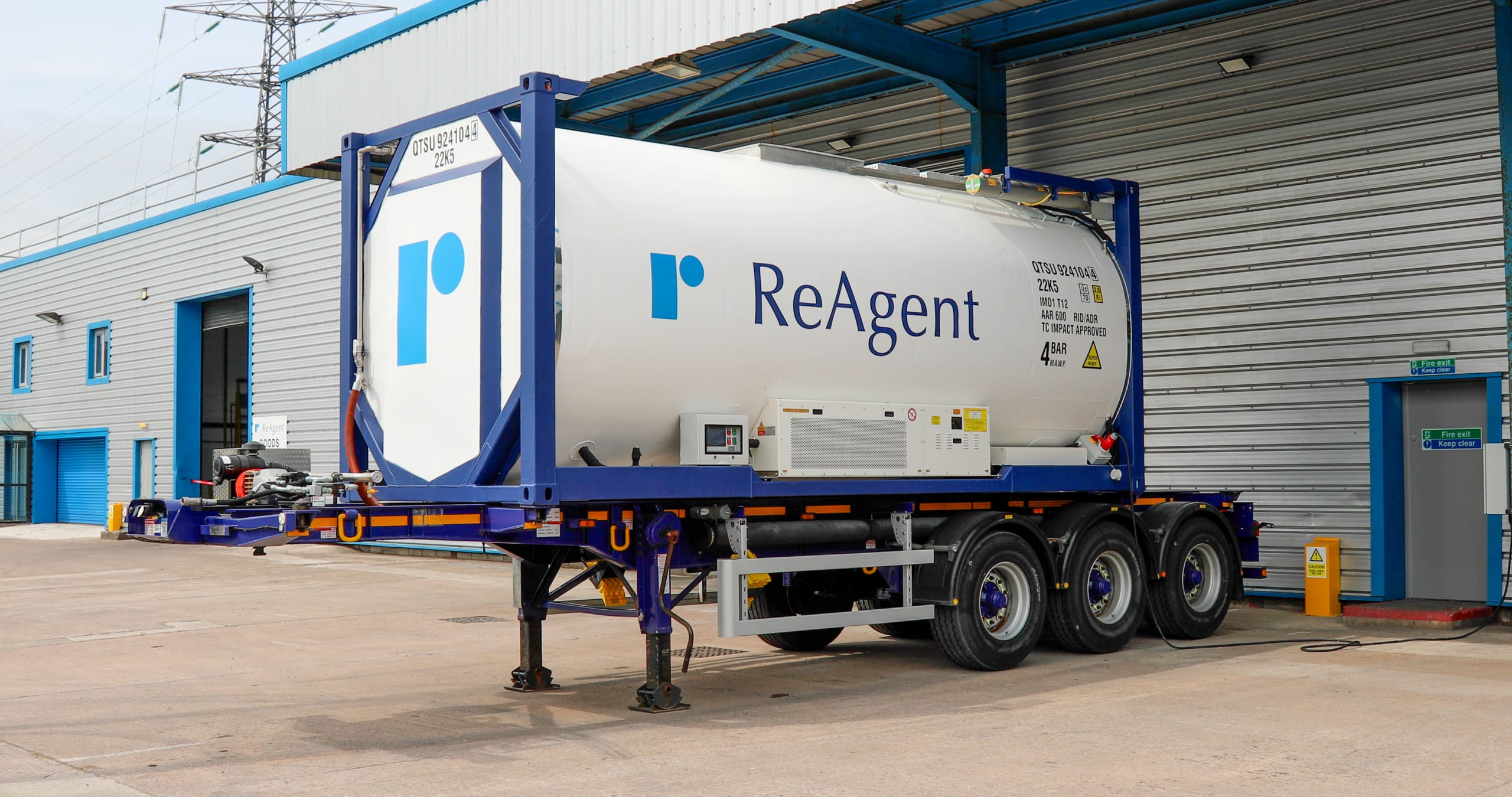 ReAgent ISO tank on trailer awaiting delivery