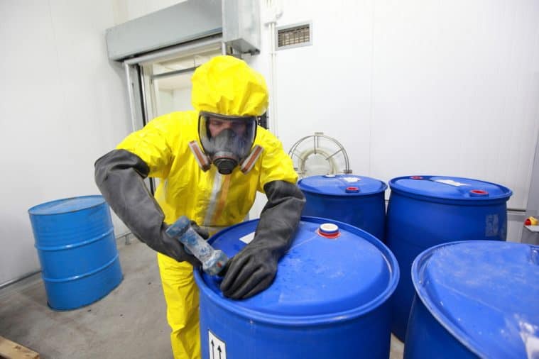 It's important to wear the right protective personal equipment while handling hazardous chemicals