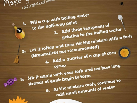 Make your own gooey Halloween slime instruction sheet