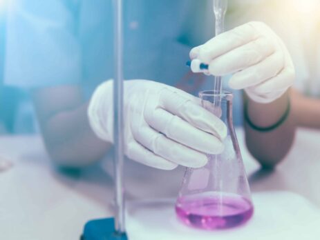 Student holding Erlenmeyer flask carrying out titration||A graphic of the titration process||Automatic titrator device for dosing chemical for volumetric or quantitative analysis