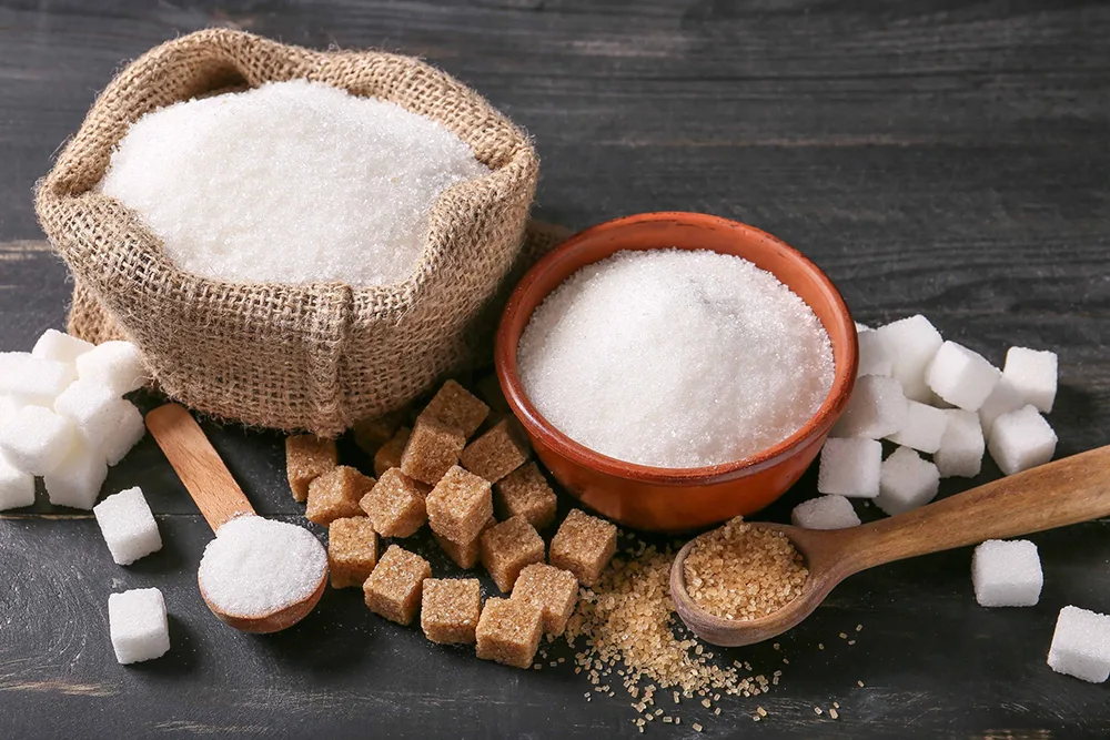 Sugar, a component that can be decomposed with a catalyst into carbon and water.