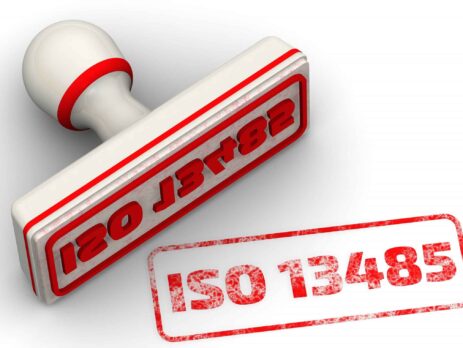 Red ISO 13485 seal stamp||Technician in blue gloves does control check of the in vitro fertilization process using a microscope||ISO 13486 Audit Process||Novel coronavirus 2019 nCoV RT-PCR diagnostics kit