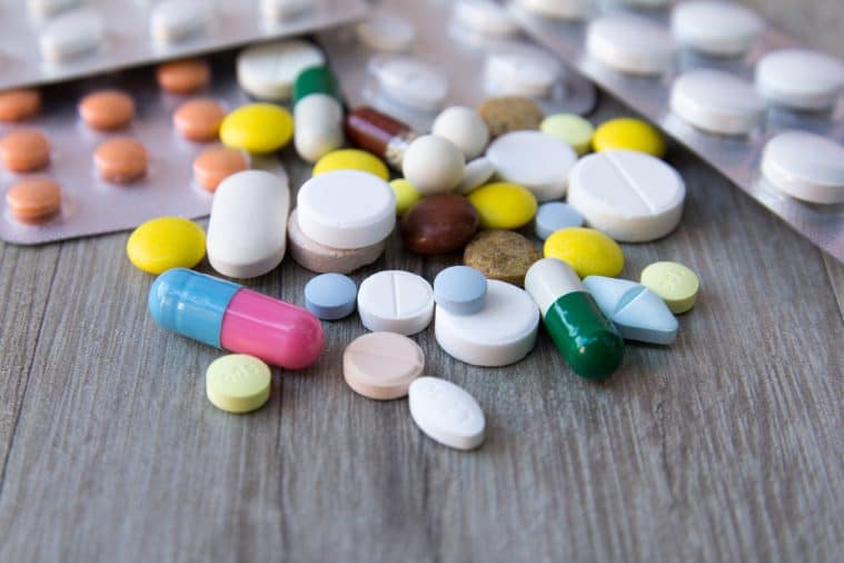 Tablets and pills on the table